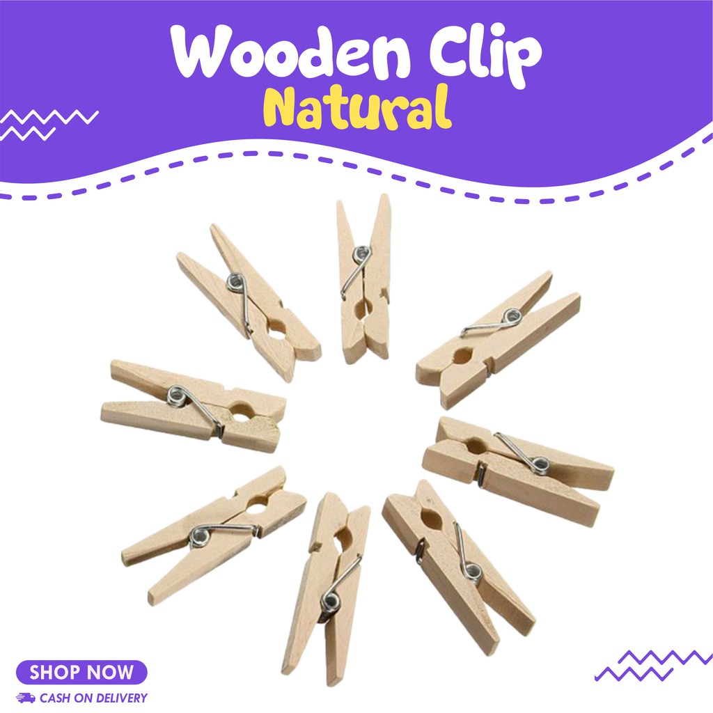 JEPITAN KAYU (20 PCS) | WOODEN CLIP | JEPIT FOTO POLAROID | WOODEN CLIP WARNA KAYU