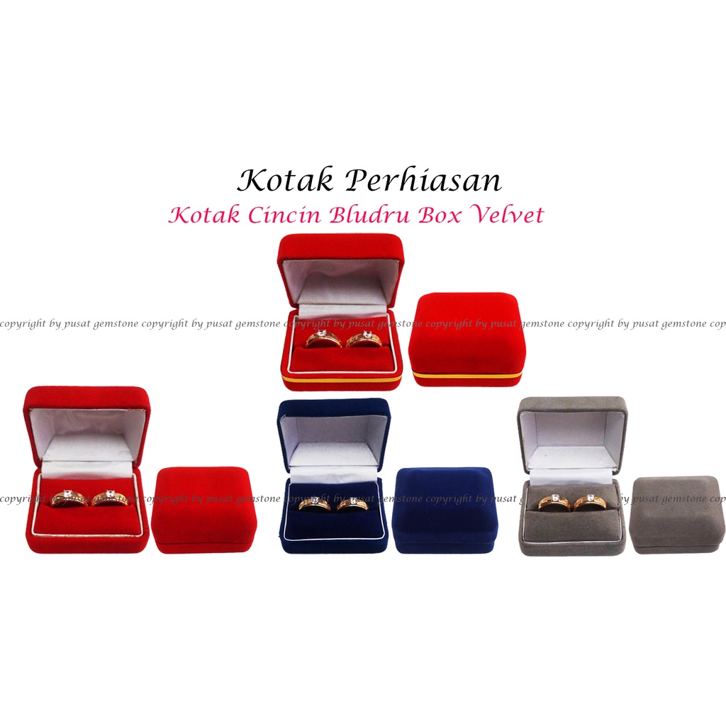 Kotak Perhiasan / Kotak Cincin Bludru Box Velvet Bisa untuk 2 Cincin