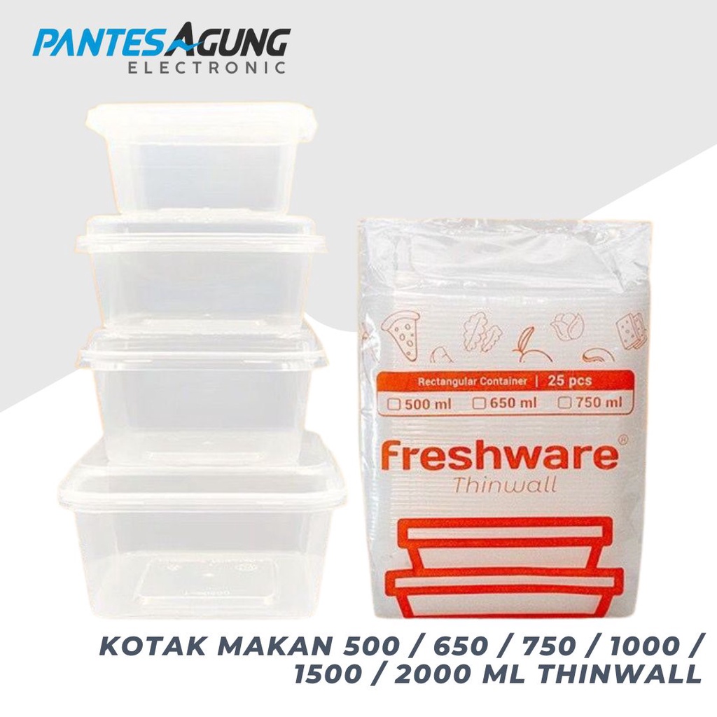 [25 PCS PER PACK] Kotak Makan 500 / 650 / 750 / 1000 / 1500 / 2000 ml Tempat Box Nasi Mangkok Plastik Thinwall/Thin Wall