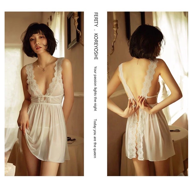 Lingerie Sexy Baju Tidur Sexy Wanita Lingerie Seksi Hot Lingerie / Baju Haram Sleepwear Sexy Wanita 64-64 Putih