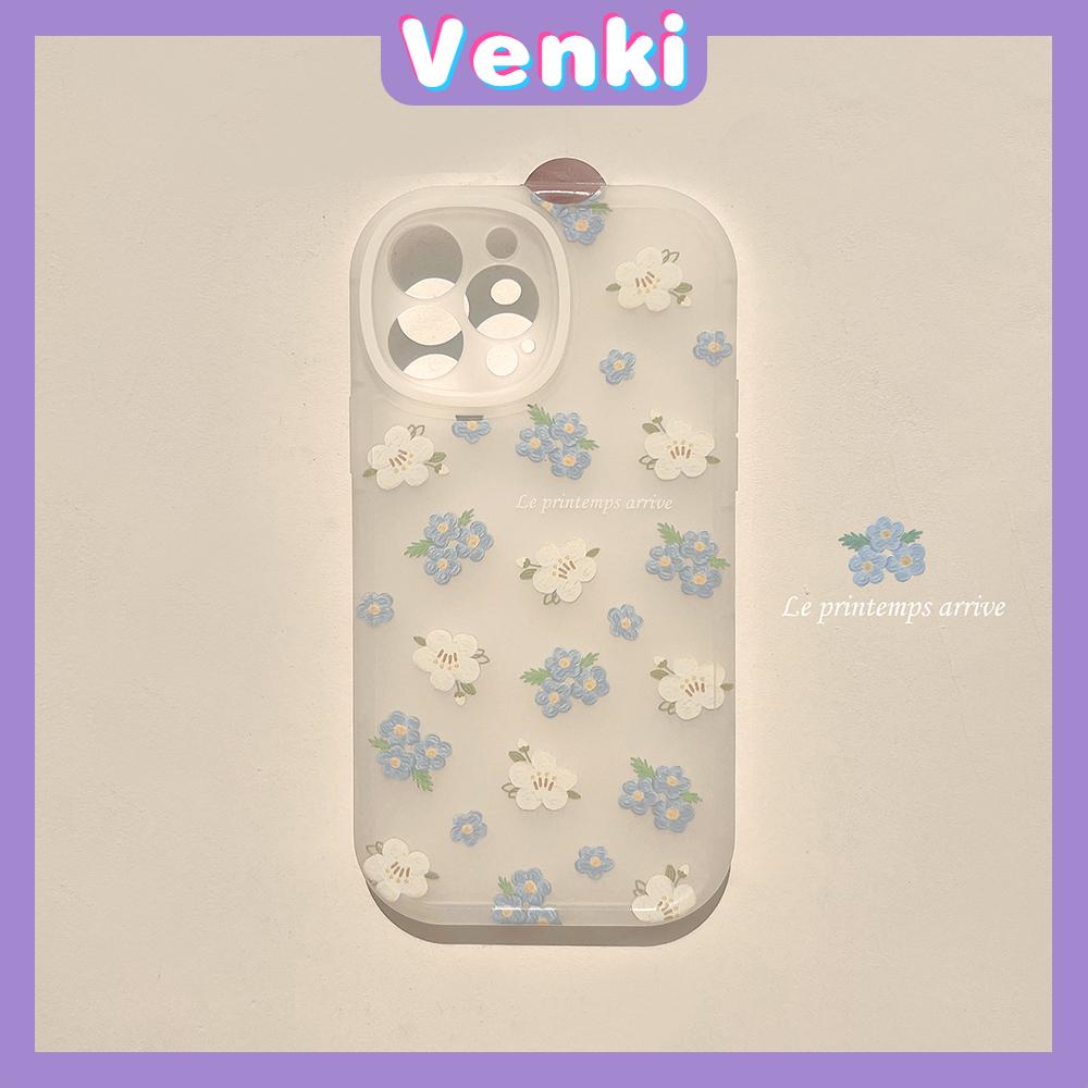 iPhone Case Silicone Soft Case Clear Case Thickened Airbag Shockproof Camera Full Coverage Protection Blue Flower For iPhone 13 Pro Max iPhone 12 Pro Max iPhone 11 iPhone7 Plus