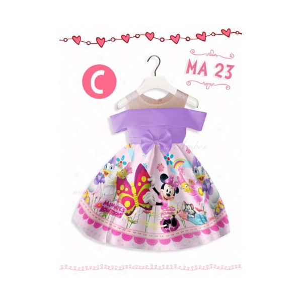 DRESS ANAK IMPOR PURPLE MINNIE BOW TOONS MA23C