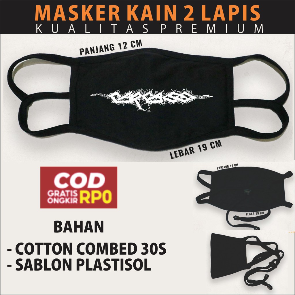 MASKER KAIN 2 LAPIS CARCASS, MASKER BAND CARCASS