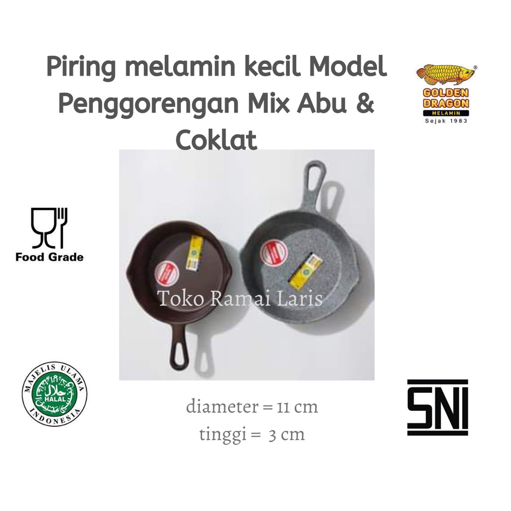 Piring MELAMIN KECIL P7004A MIX ( 2 PCS ) WARNA ABU-ABU & COKLAT 4 inch Golden Dragon PIRING MINI/KE