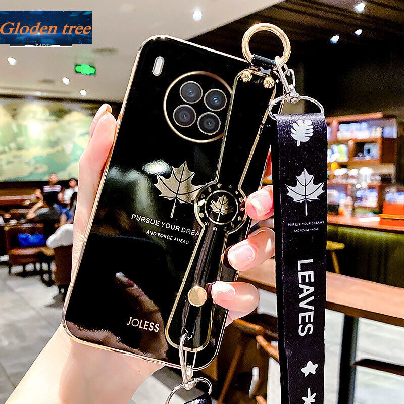 Case Motif Daun Maple Dengan lanyard Untuk Huawei Nova 8i