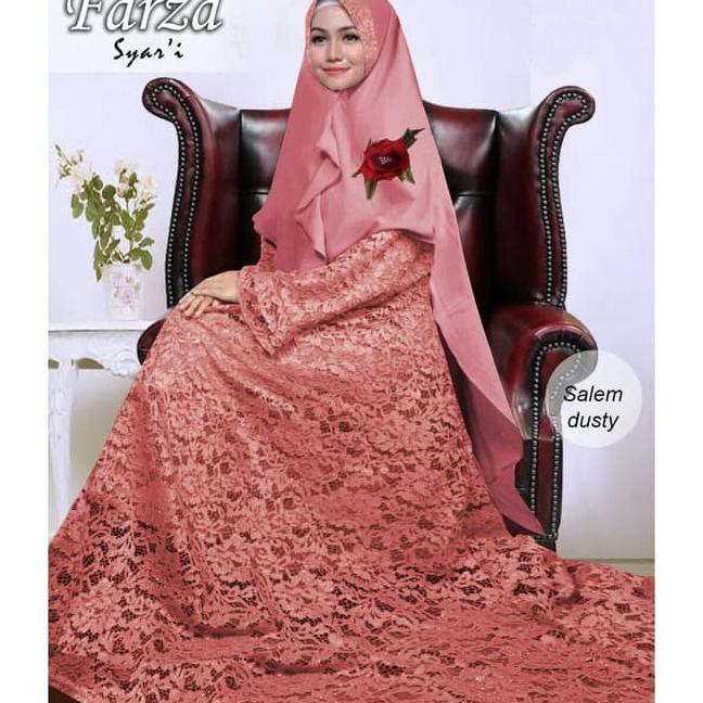 Gamis Pesta Brukat Wanita Formal Fashion Muslim Muslimah Baru Termurah - Navy TERLENGKAP