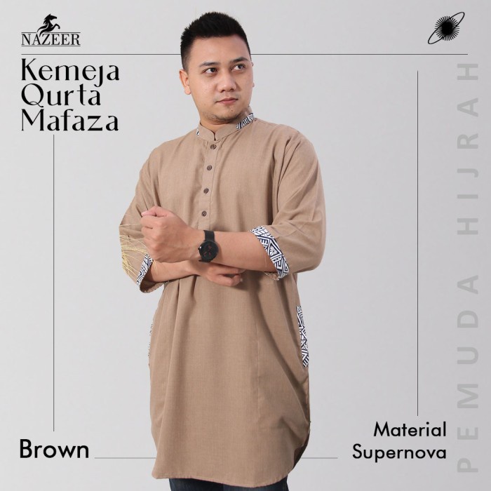 PROMO KURTA MAFAZA NAZEER / QURTA PAKISTAN / KURTA MAFAZA / BAJU KOKO - Brown, M
