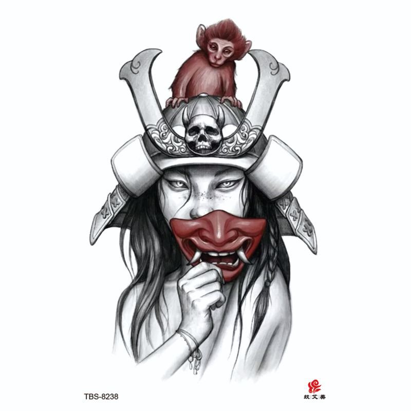 Tatto temporer TBS Baru Ukiyo-e Geisha Fashion Khusus Buatan Tato Lengan Setengah Air MODEL TBS-8238