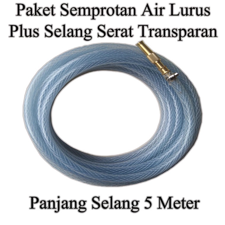 Selang Air Semprotan Cuci Motor Diameter 1/2 Inch Kepala Semprotan Air Lurus Kuningan 5 Meter