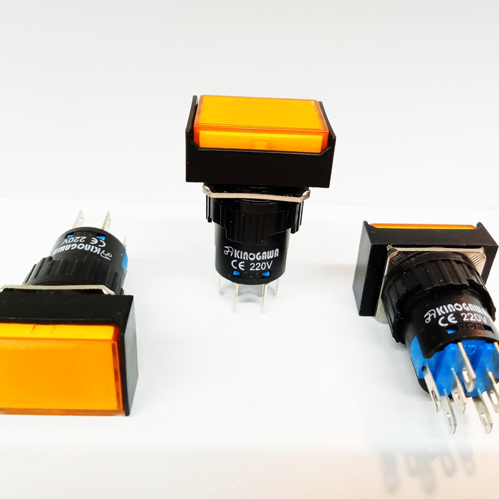 Push Button Lamp 16mm Rectangular - Iluminated Push Lamp Termurah