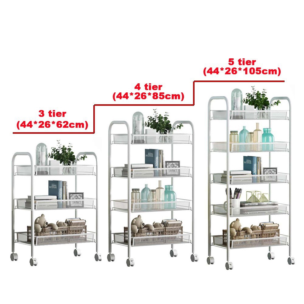 Rak Dapur Stainless Steel Rak Dapur Berputar Rak Bumbu Sayuran Rak Penyimpanan dengan Roda Rak Kamar Mandi