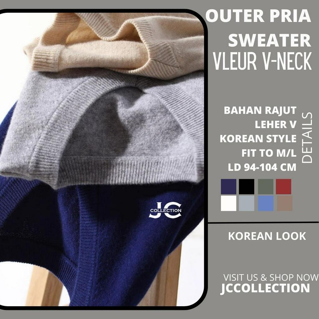 Sweater Rajut Pria Korea Style Vneck Vleur - JCCollections