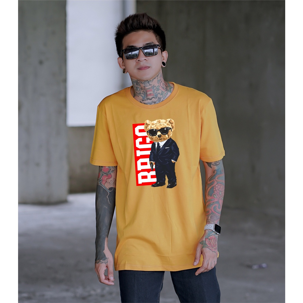 Kaos Distro BRIGO Beruang MAPIA || BRIGO Kaos Lengan Pendek Bear MAPIA || Kaos Katun Combed M-XL ( Pria &amp; Wanita )