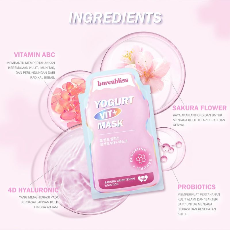 BNB barenbliss Yogurt Vit+ Mask Sakura Brightening Solution