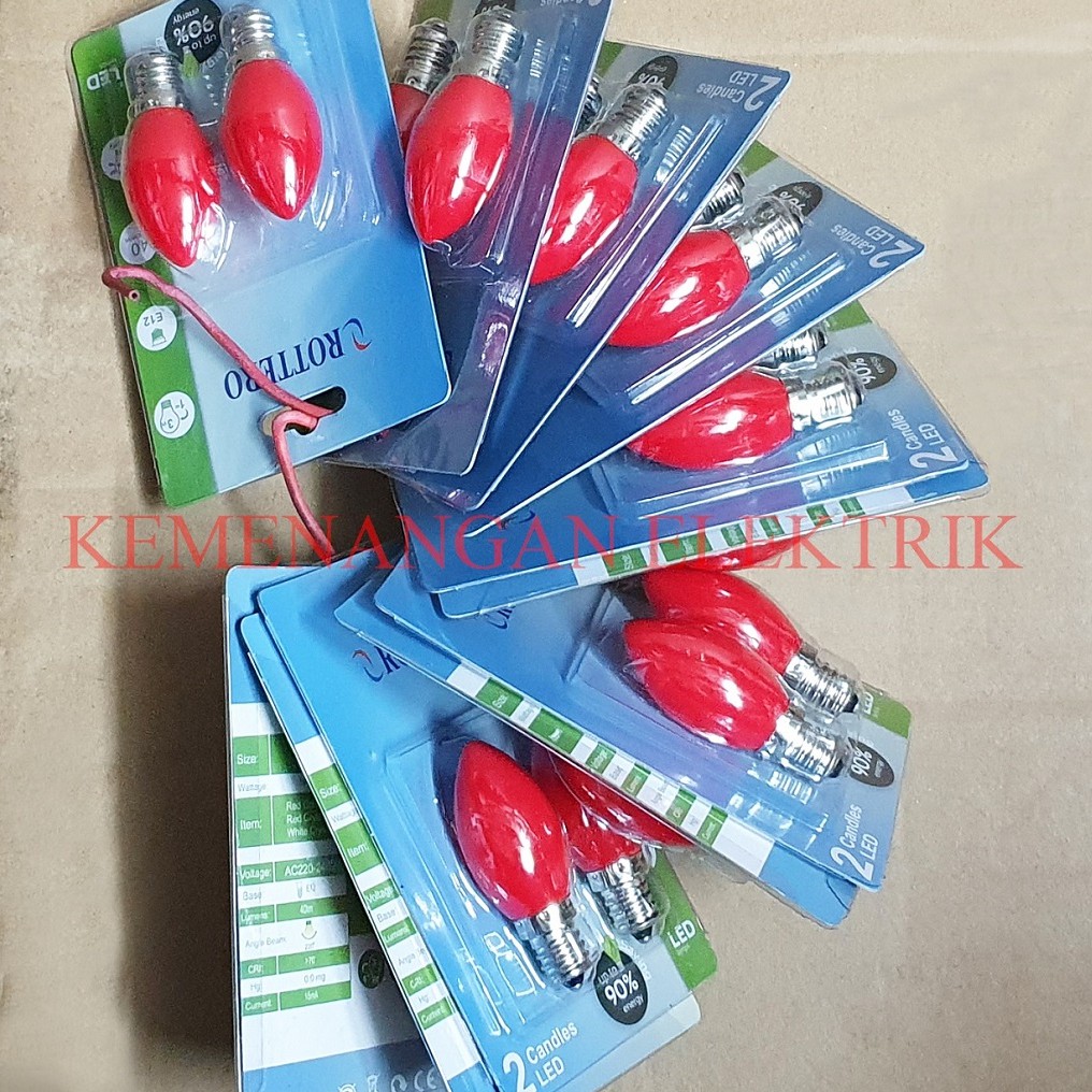 ROTTERO LAMPU CABE LED 1 WATT LILIN CANDLE LIGHT MERAH E12 2PCS / 1W 1 W 1WATT / LAMPU SEMBAHYANG