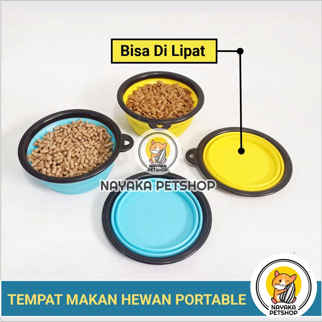 Tempat Makan Kucing Portable Mangok Lipat Anjing Pet Bowl Travel Outdoor Piring Pakan Wadah Minum Air Hewan