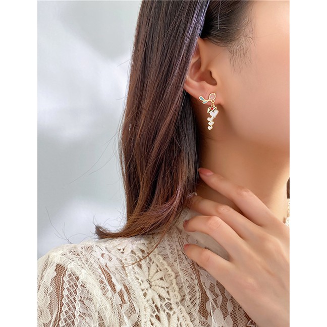 LRC Anting Tusuk Fashion Bird Asymmetric Envelope Love Drop Alloy Earrings K42159