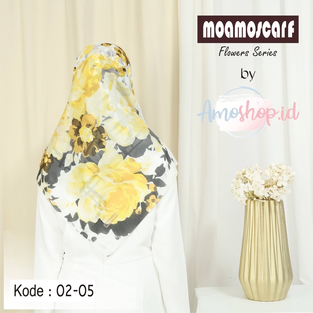 Hijab Segi Empat Murah Motif Digital Print Voal Premium Scarf Flower Series