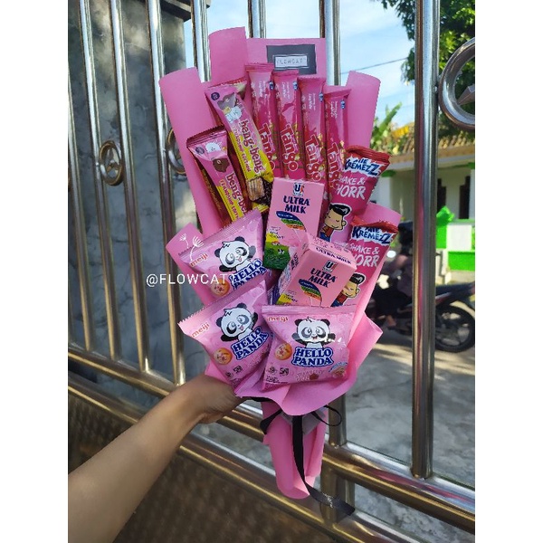 Bucket Snack / Buket Susu / Bucket Susu / Buket Snack / Buket Full Pink / Bucket Full Pink / Kado Si