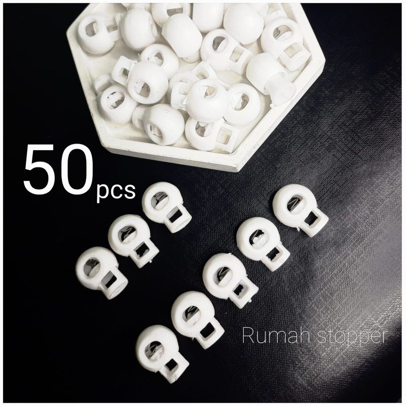 Stopper tali jaket hoodie / stopper tas / stopper Tinju putih (50pcs)