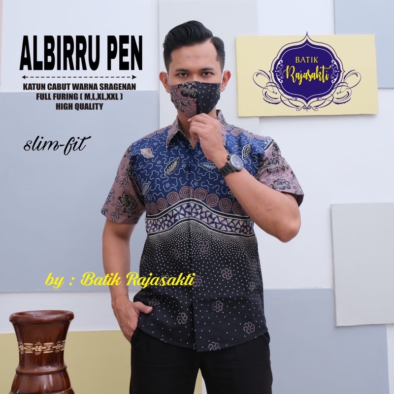 Kemeja Batik Pria ALBIRU Full Furing Bahan Katun Halus High Quality