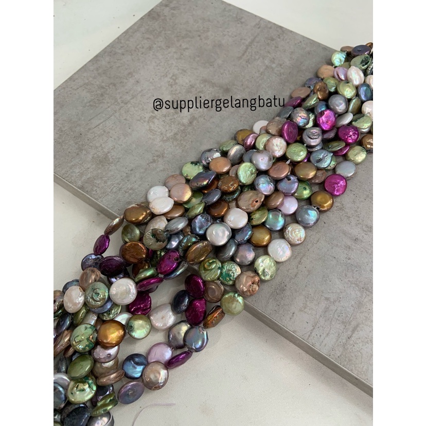 Mutiara KOIN MULTICOLOUR 12mm Air Tawar Barok Bulat PANCAWARNA pearl