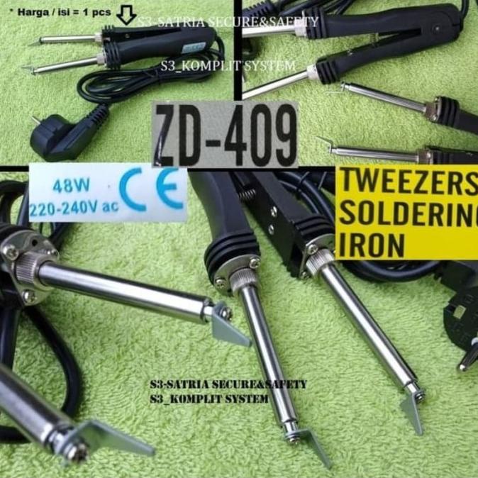 Tweezer ZD 409 - Solder Ujung 2 Mata Double Tweezer Ganda untuk Circuit SMD