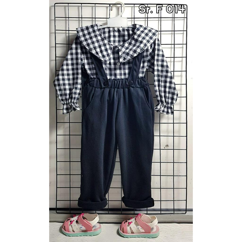 SETELAN ANAK PEREMPUAN/KEMEJA JUMPSUIT/MOTIF KEMEJA KOTAK KOTAK/CELANA JUMPSUIT/UNTUK USIA 3 TAHUN- 8 TAHUN/BISA COD