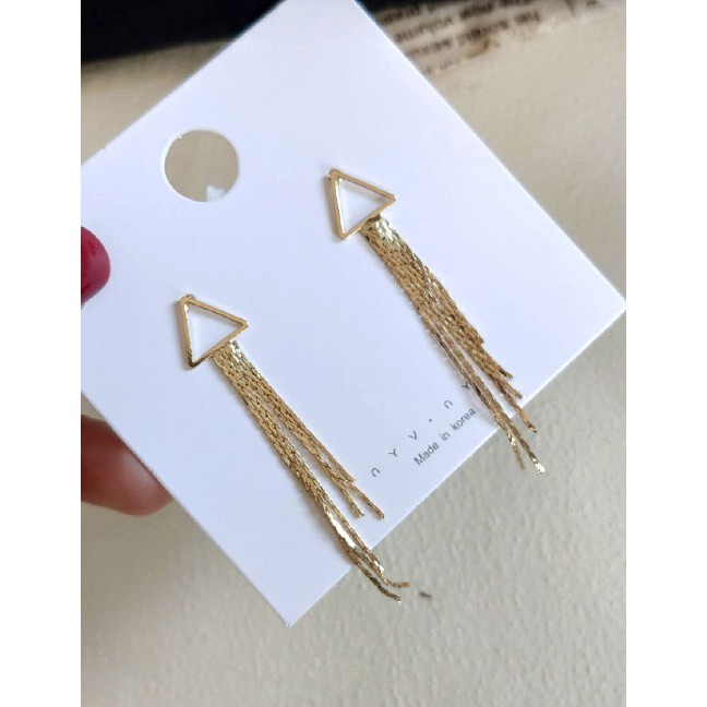 LRC Anting Tusuk Fashion Triangular Tassel Irregular Earrings F4881X