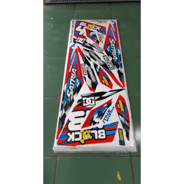 Striping lis sticker variasi satria fu 150 hoonigan merah lis biru