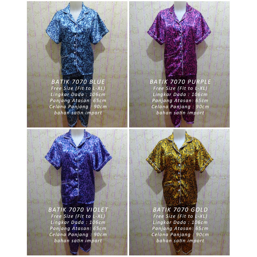 Piyama Satin  Motif  Baju  Tidur  Wanita Dewasa Grosir Murah 