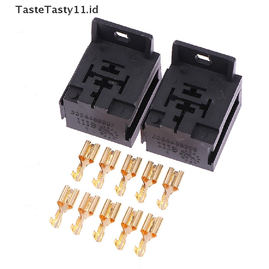 【TasteTasty】 2Sets 5Pin Poles Automotive Relay Base Holder Socket With Mounting Bracket .