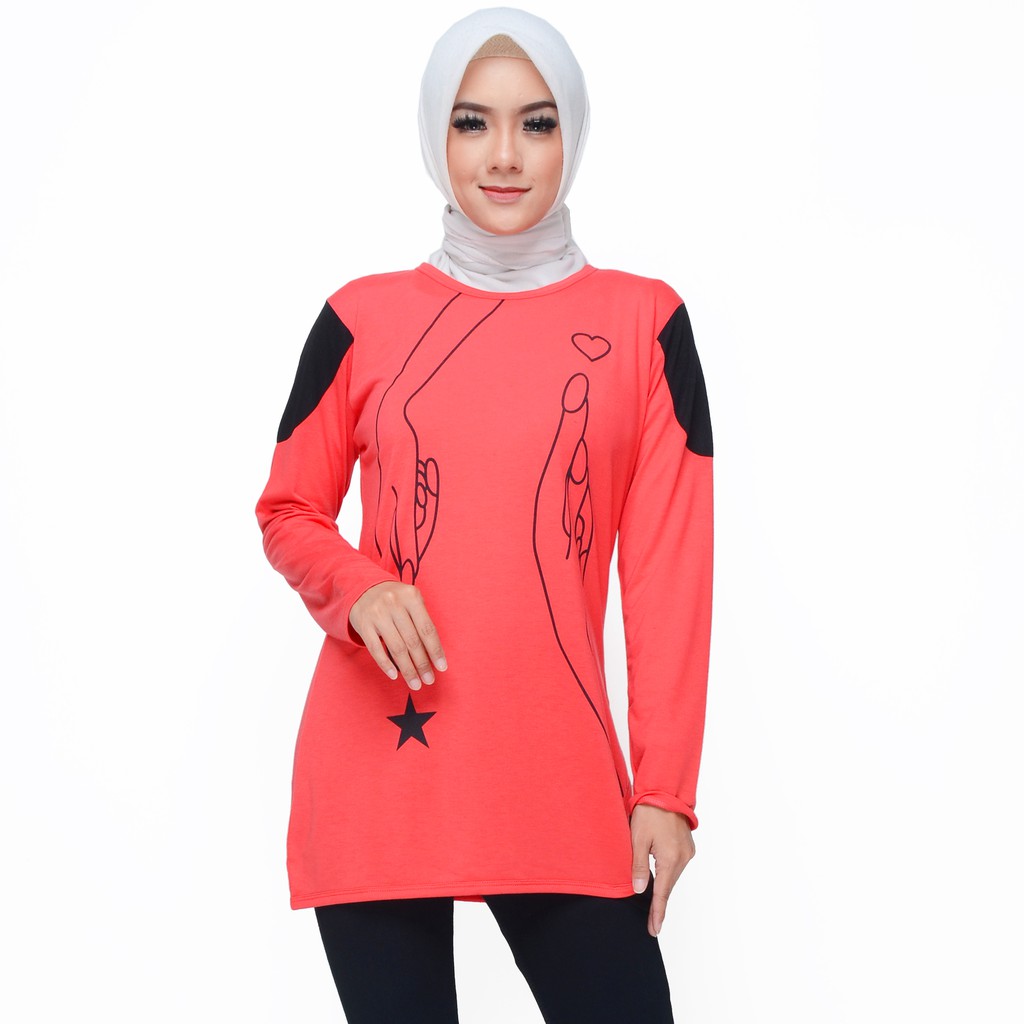 Blus Lengan Panjang Wanita Muslim Gaya korea Printing - XSHOP Stefy