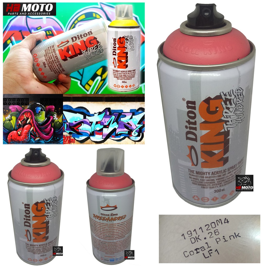 DK 26 CORAL PINK Cat Diton King DK 26 Warna CORAL PINK / Cat semprot/ Pilok Graffiti Uk 300 ML