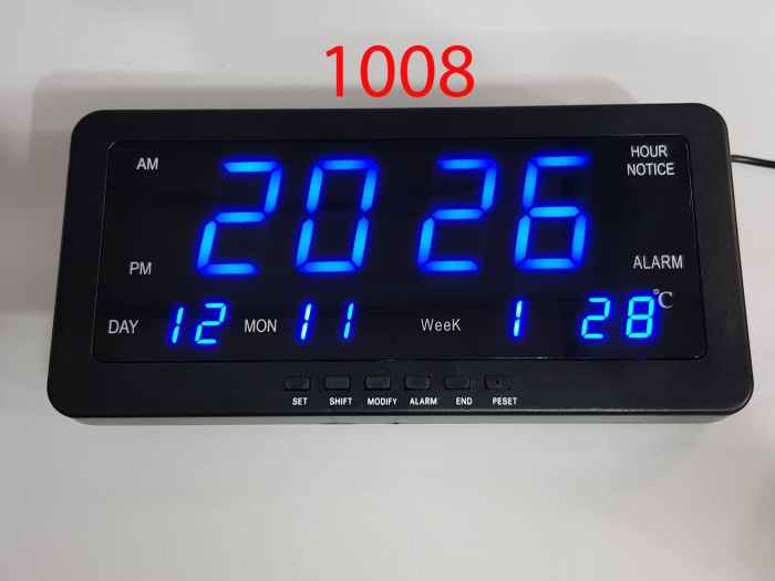 Jam Meja Digital Jam Dinding Digital Mini LED BIRU 1008 21x10x3cm Digital LED Clock Jam LED Digital