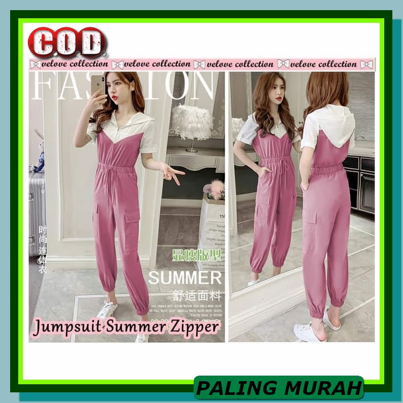 Baju Jumpsuit Wanita Cewek Cewe Perempuan Dewasa Remaja Muslim Te GQ827 Jumpsuit Summer Zipper Dus