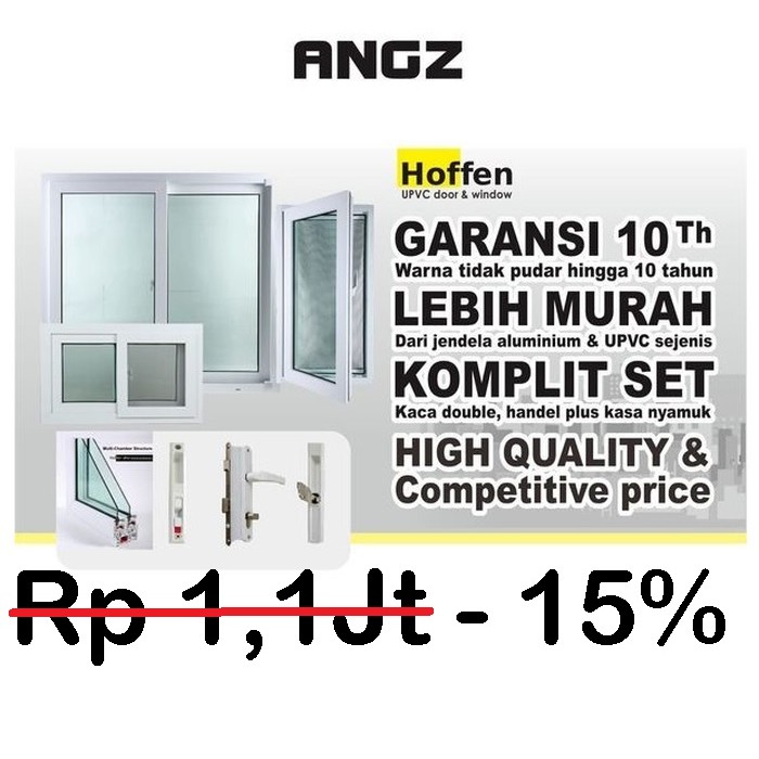 ANGZ Jendela Rumah UPVC Sliding Window Import Berkualitas