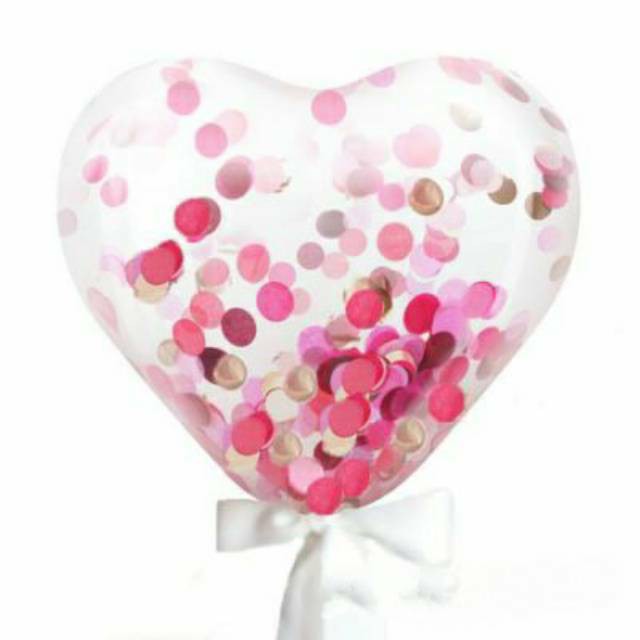 BALON LATEX TRANSPARAN ISI CONFETTI BALON BENTUK LOVE BALON HATI ISI CONFETTI