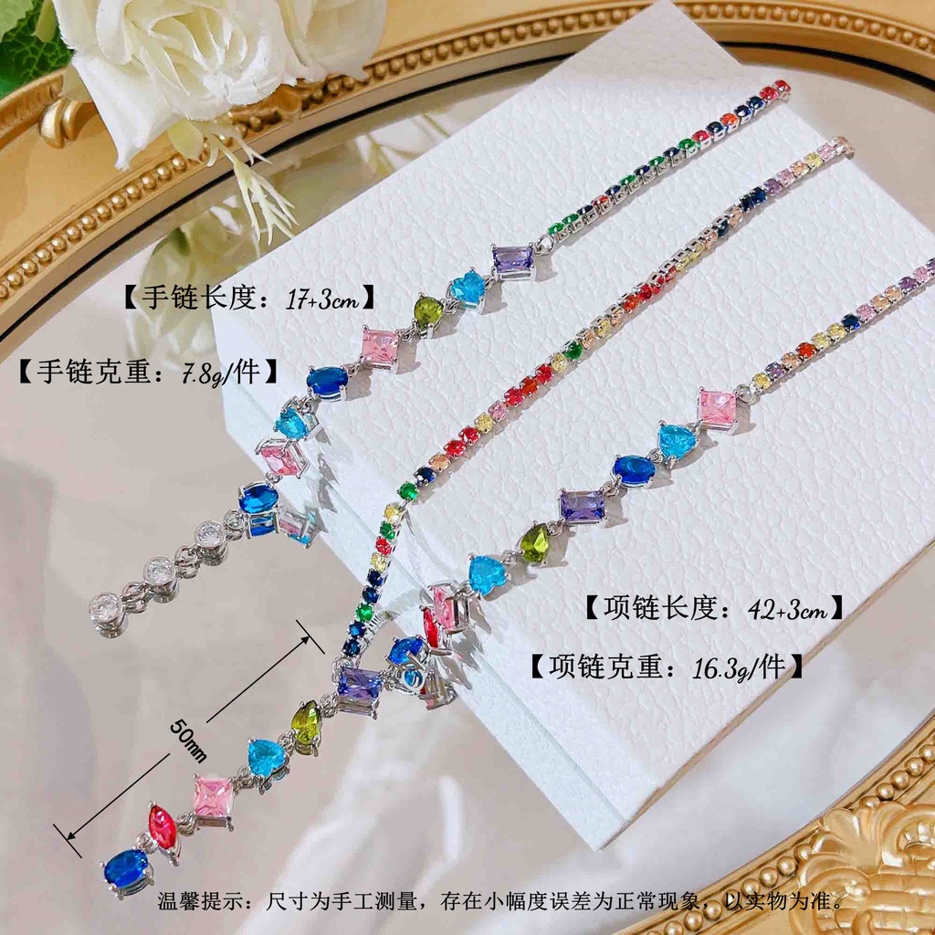 Goldkingdom Fashion Perhiasan Emas Asli Kadar 375 Bangkok Aksesoris Ready Stock Bintang Penuh Permata Kalung Perempuan Cahaya Mewah Choker Berbentuk Y Klavikula Rantai Permen Bor Jahitan Gelang