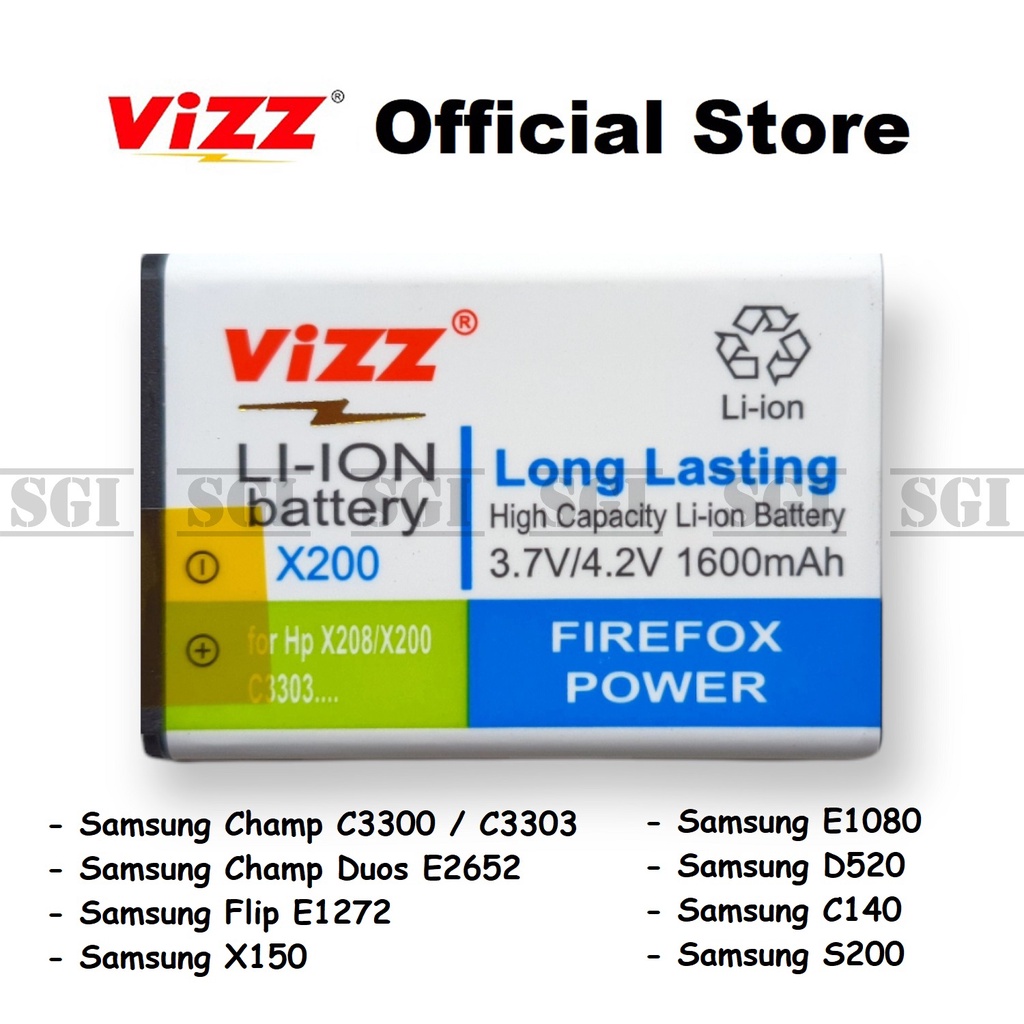 Baterai Vizz Original Double Power Samsung Galaxy Lipat Flip E1195 E1272 X150 E1080 B310E AB46344BU 
