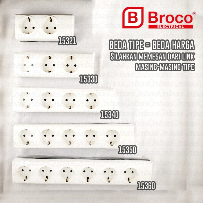 BROCO 15350 NCP 16A 250V SNI - Stop Kontak 5 Lubang tanpa kabel