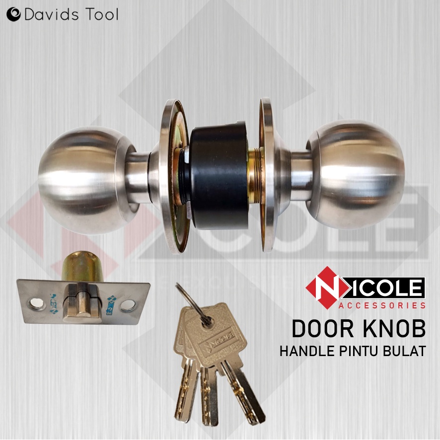 Kunci Pintu Kamar Mandi Rumah Handle Bulat Handel Hendel Stainless Nicole 587S