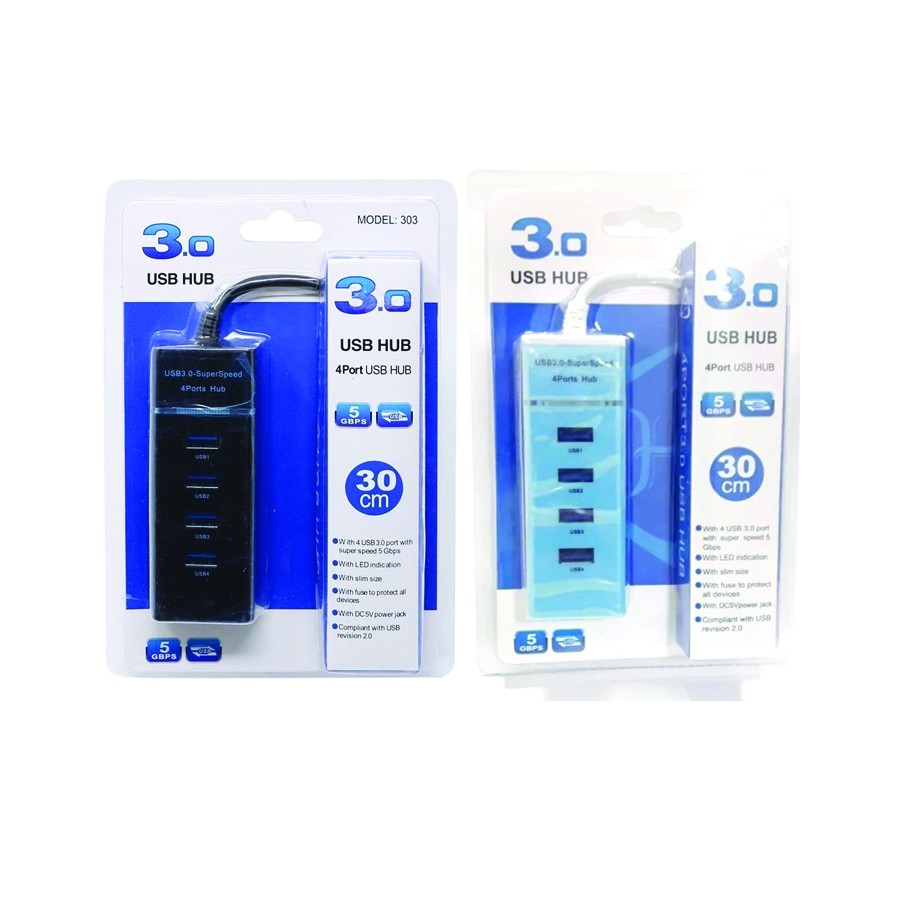 30330 | USB HUB 4 PORT CENTROO 303 30 CM USB 3.0 (BLACK / WHITE)