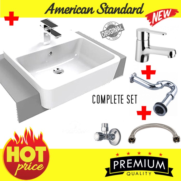 new American Standard Wastafel meja Lavatory Acacia 50 cm terbaru