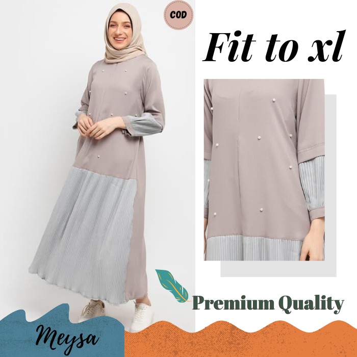 Gamis Polos Plisket Dres Remaja MK54 Dress Pesta Casual Gamis Simple Lebaran Remaja Terbaru ALEA