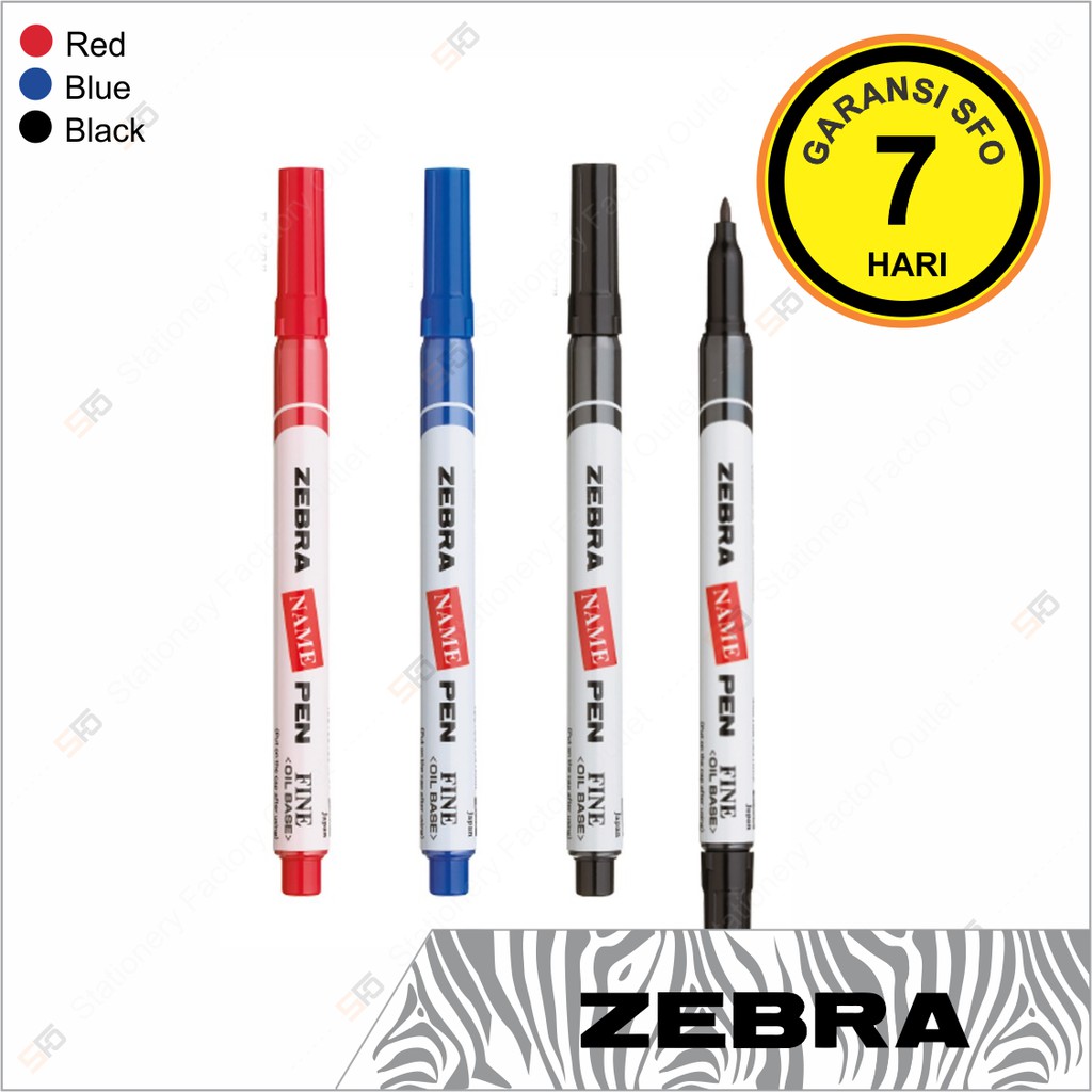 

Name Pen Zebra - Spidol Plastik Metal Kain Permanen