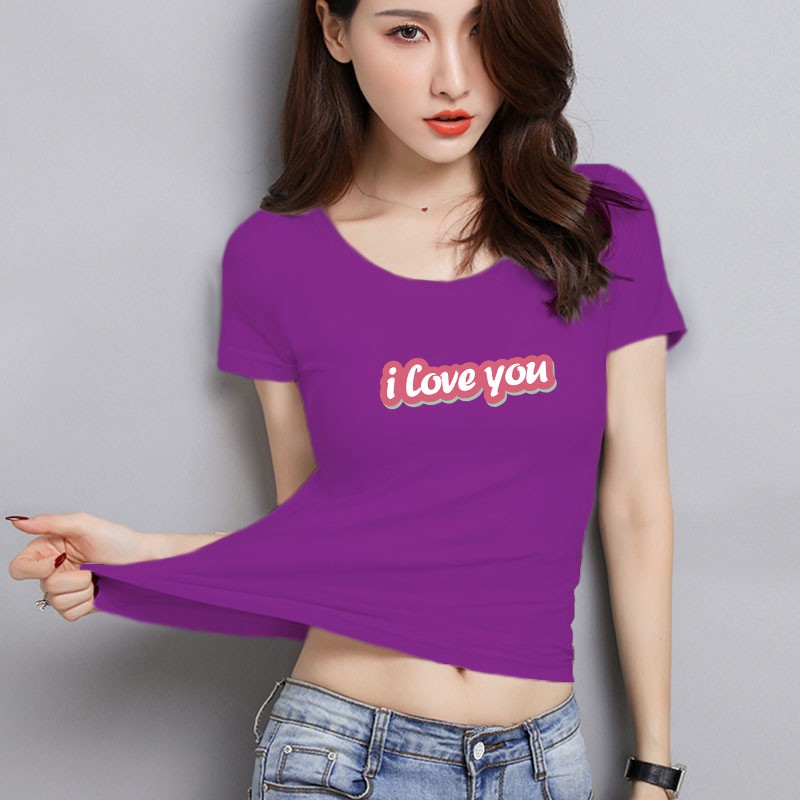 YOURSTYLE1119 - KAOS WANITA ONECK ILOVEYOU/ KAOS TERLARIS / KAOS ONECK/ VALENTINE