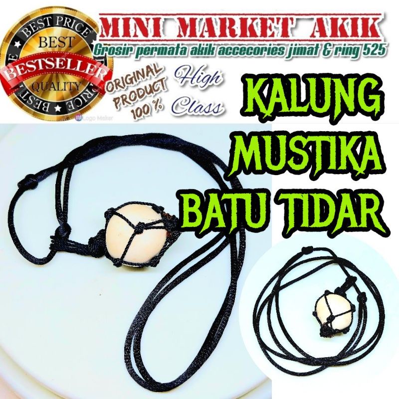 Kalung batu tidar putih / liontin kentos kelapa
