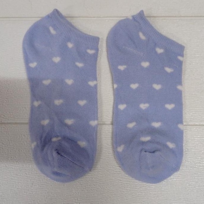 ✧YUKSHOPING✧ Kaos Kaki Fashion Wanita Pria Murah Kaus Motif Semata Kaoskaki Ankle Socks Pendek-LOVE BIRU