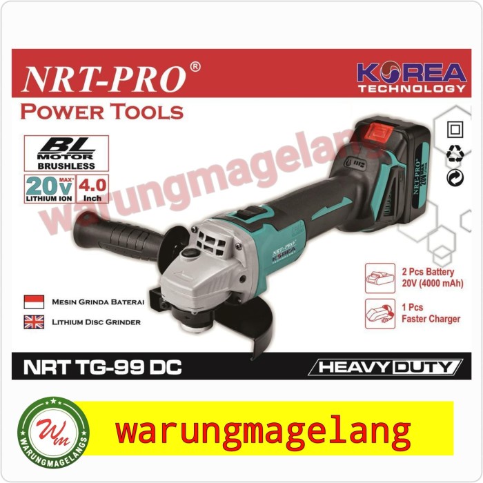 Gerinda baterai NRT PRO TG99DC gerinda cordless NRT TG99DC GRATIS ONGKIR EKSTRA